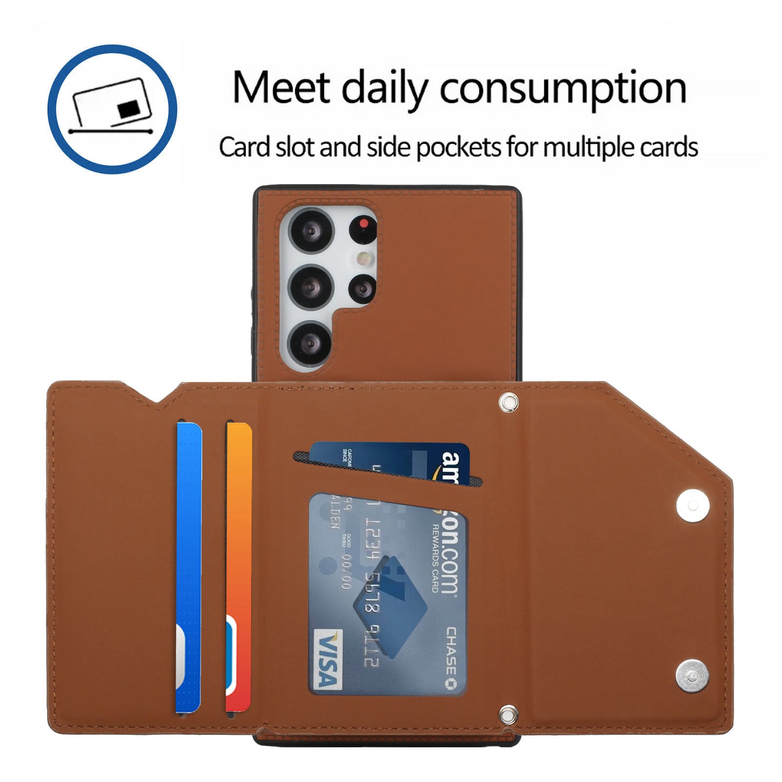 YB Leather Coating Series-2 for Samsung Galaxy S23 Ultra Kickstand Card Holder Phone Case PU Leather Coated TPU Cover with Strap YB Leather Coating Series-2 for Samsung Galaxy S23 Ultra Kickstand Card Holder Phone Case PU Leather Coated TPU Cover with Strap